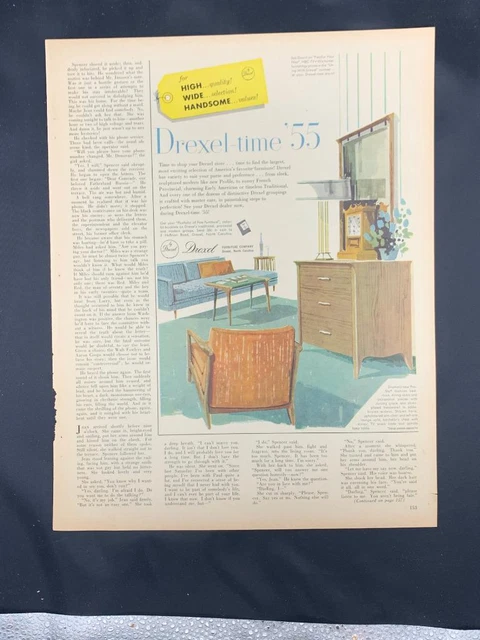 Magazine Ad* - 1955 - Drexel Furniture - Mid Century Modern - Profile