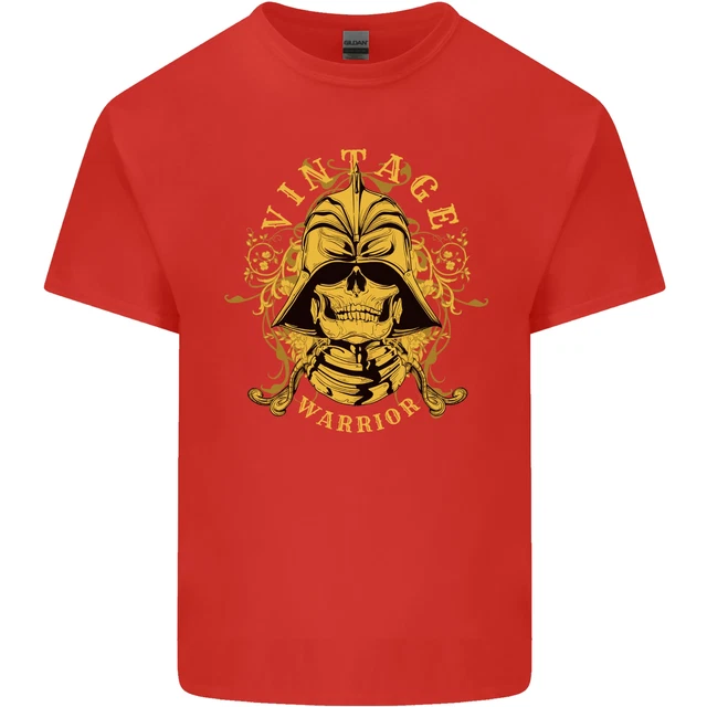 T-shirt vintage Warrior Samurai Bushido MMA teschio da uomo cotone 5