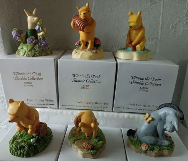 Winnie the Pooh Thimble figurines x 6 Pooh Piglet Eeyore original boxes