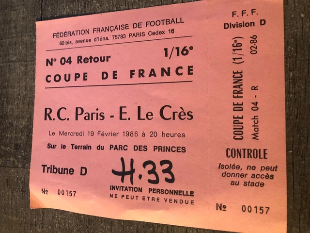 Ticket Match France Vs Tchécoslovaquie 1988 - Original Entier - Collection