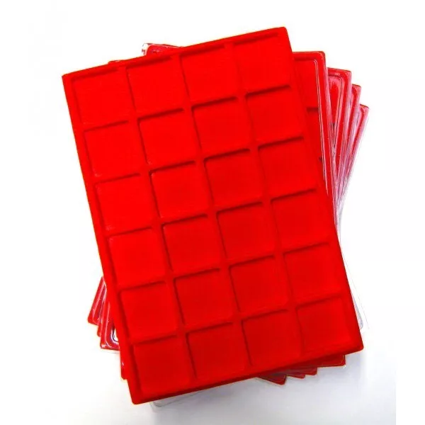 2 Plateaux Rouge 24 Cases Avec Couvercle Transparent 21306