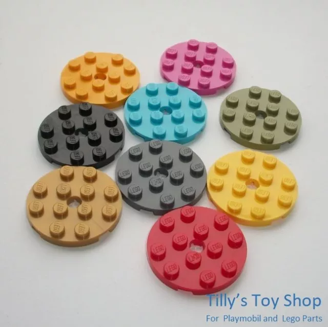 Lego - fünf 4x4 runde dünne Fliesenplatte Steine - wählen Sie eine Farbe - ID 60474 - NEU