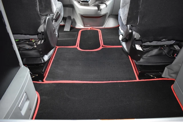 Kenworth T680 Floor Mats Black Carpet With Red Stitching