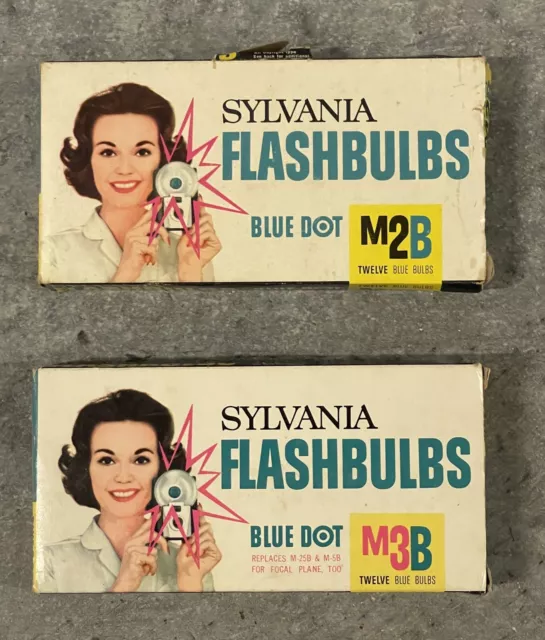 De colección 2 cajas SLYVANIA punto azul M2B M3B cámara flash bombillas fotografía