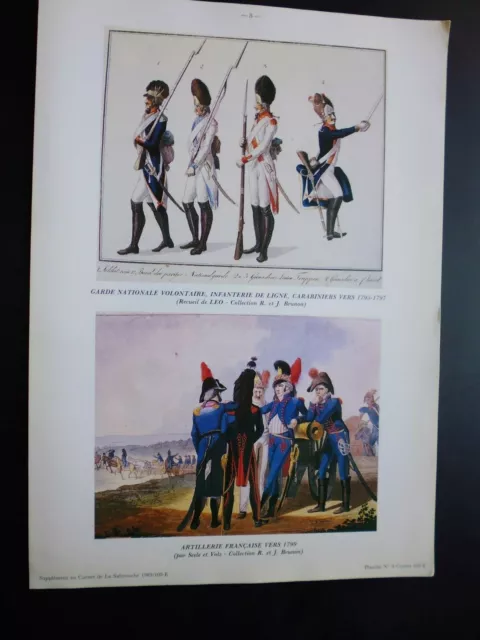 Gravure couleur uniforme Sabretache:garde nationale, infanterie de ligne 1795-97