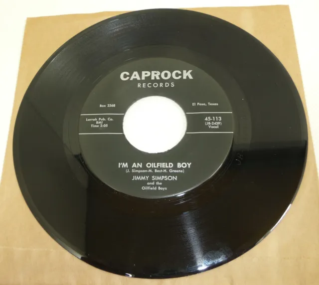 Jimmy Simpson & Oilfield Boys "I'm An Oilfield Boy" US 50s TEXAS Bop Rockabilly