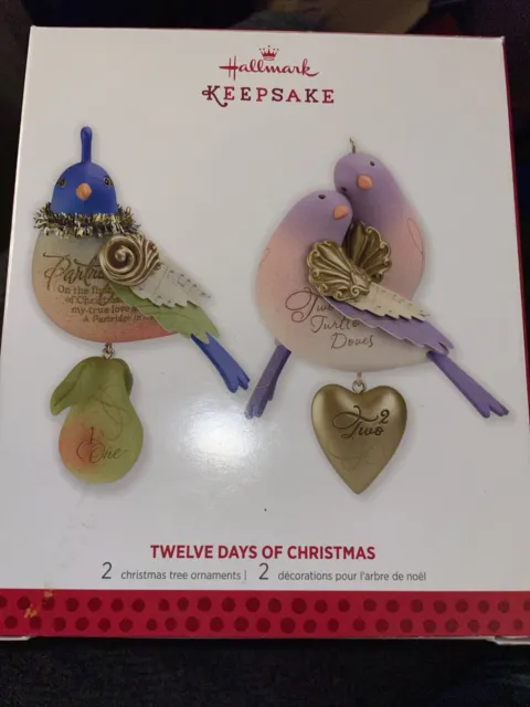 2013 Hallmark Twelve Days of Xmas Partridge Turtle Dove set 2 Keepsake Ornaments