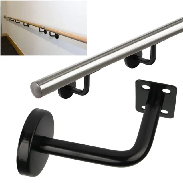 Secure Black Stair Handrail Bracket with Wall Support Enhance Your Safety