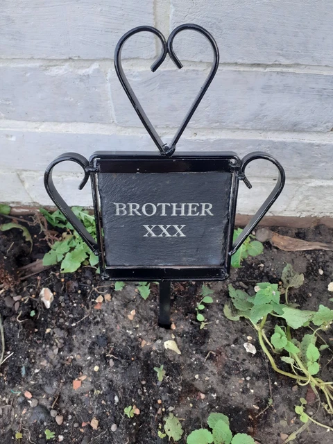 Personal 4" Slate Memorial Plaque Stake -Grave Marker or Outdoor Garden -BROTHER