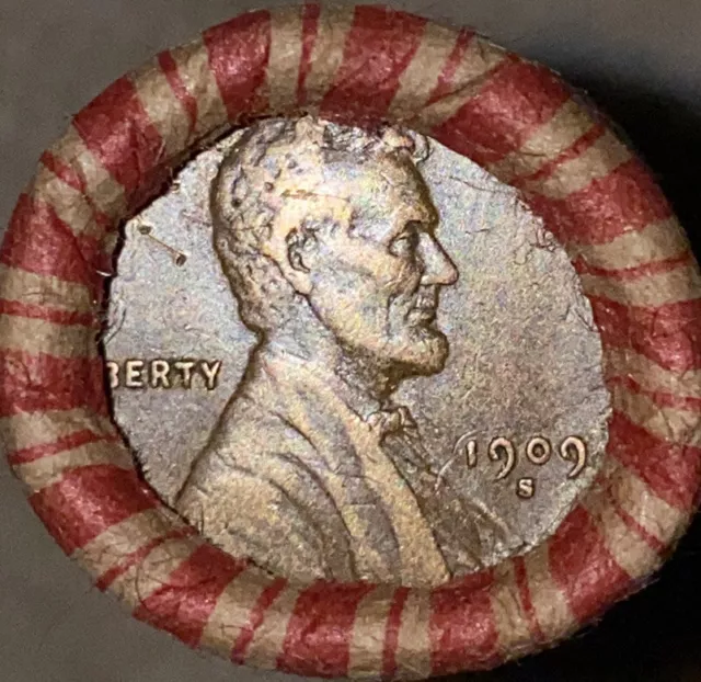 1 US Lincoln Wheat 1C Cent Penny Roll 1909-S/1909 VDB RD (50 Coins) Old Vintage