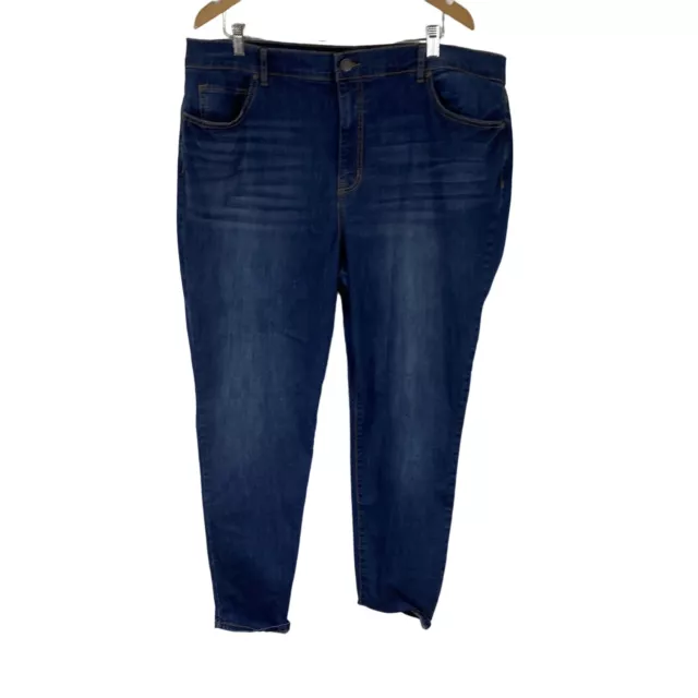 Terra & Sky Womens Blue Cotton Blend Denim Dark Wash Skinny Jeans Size 22W