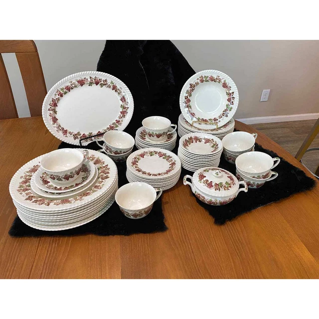 Vintage 1952-1965 Johnson Bros Empire Grape, china set of 69 pcs