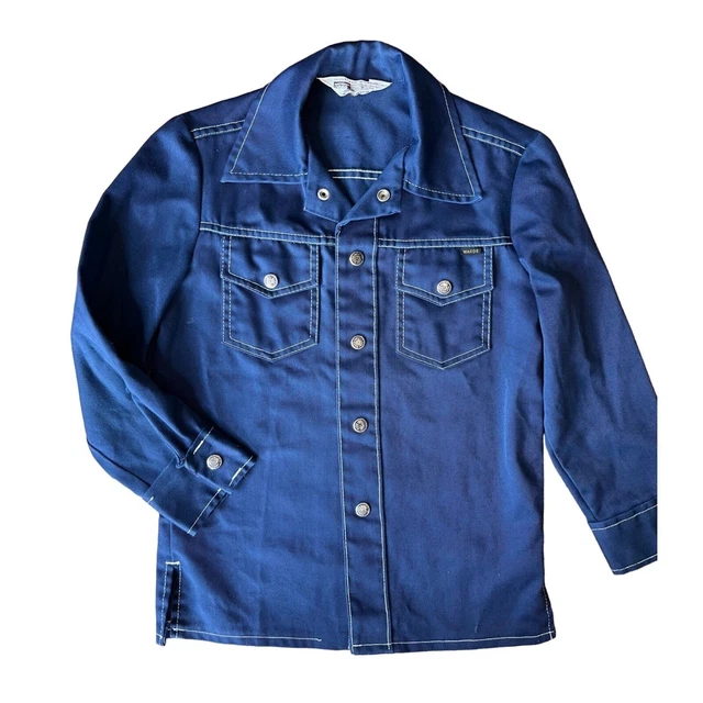 Vintage 60s 70s Montgomery Ward Youth Denim Jacket Shirt Size 10