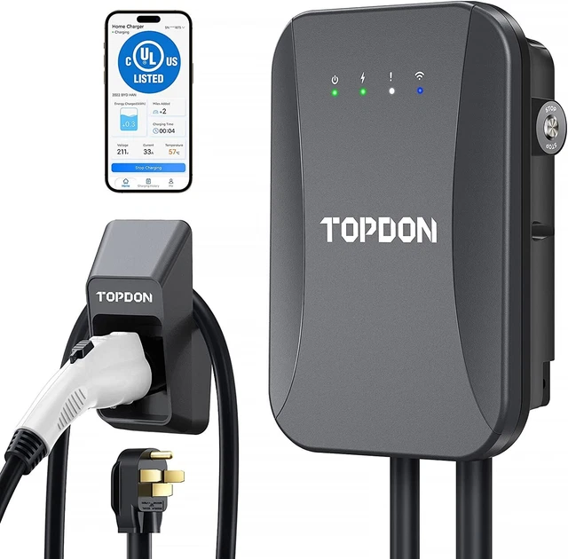 TOPDON Level 2 EV Charger 40Amp 240V Smart Home Electric Car Charger NEMA 14-50