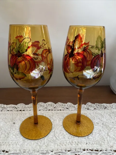 Bezrat Stemless Wine Glasses Set of 2, Hand Painted Large Premium Red Wine
