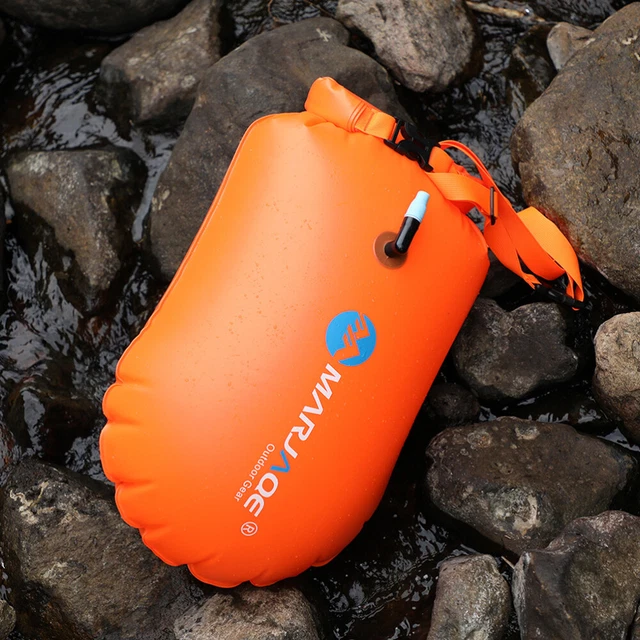 Boa Da Traino Galleggiante Per Nuoto In Acque Libere 15L - Airbag Di Sicurezza Gonfiabile, Rosa/arancio/giallo