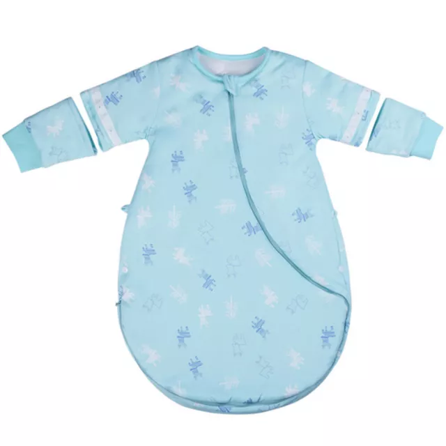 Unisex Cotton Long-Sleeve Sleeping Bag for Newborns 80cm Blue