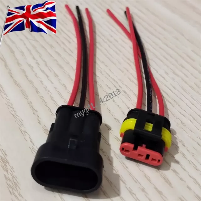 1 Set Car Electrical Wire Cable 3Pin Connector Way Plug Male&Female Waterproof