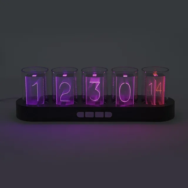Imitation Nixie Tube Clock RGB Creative Clock 16 Million Colors, 5 Tubes Mode