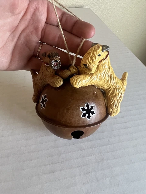 Airedale Terrier Dogs On a Bell Christmas Ornament