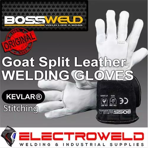 BOSSWELD Tig Leather Welding Gloves, Heat Flame Resistant Proof, Welder 700011