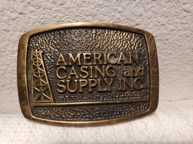 American Casing & Supply Advertising Oil Field Belt Buckle Solid Brass