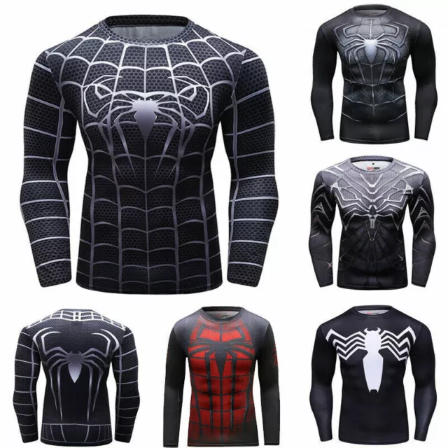 Men's T-shirts Compression 3D Printed Marvel Avenger Tee Gym Tops Long Sleeve