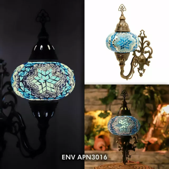 Aplique pared mosaico marroquí turco Tiffany lámpara luz globo grande 8 estilo