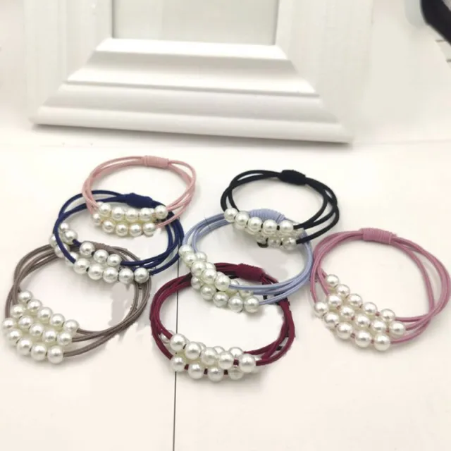 1PC Simple Knotted Pearls Hair Ring Hair Ties Ponytail Rubber Band Hair Rope