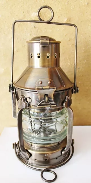 Ankerlampe Schiffslampe Messing antik elektr. 230V E14 max.25 W ca. 24 x Ø 12 cm
