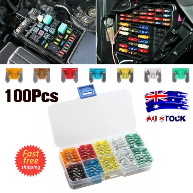 100pcs Micro Mini Blade Fuses Assorted Kit Car Auto SUV Low Profile Amp 5A-30A