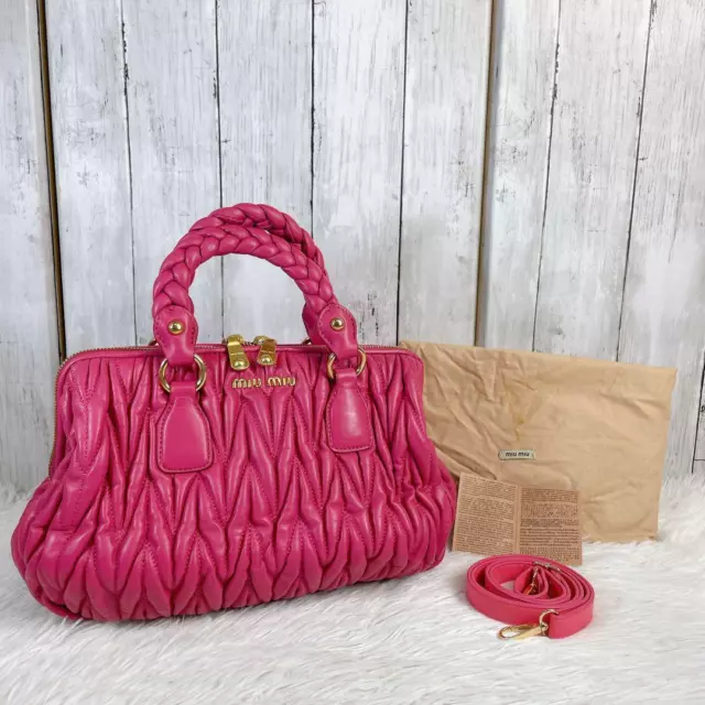 Miu Miu Matelasse Pink Leather Handbag Shoulder bag AM569