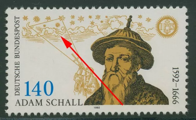 Bund 1992 Johann Adam Schall von Bell mit Plattenfehler 1607 f 33 gestempelt