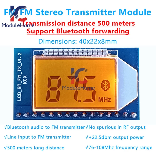 FM STEREO AUDIO Transmitter Circuit Board Bluetooth 76-108MHz Station ...