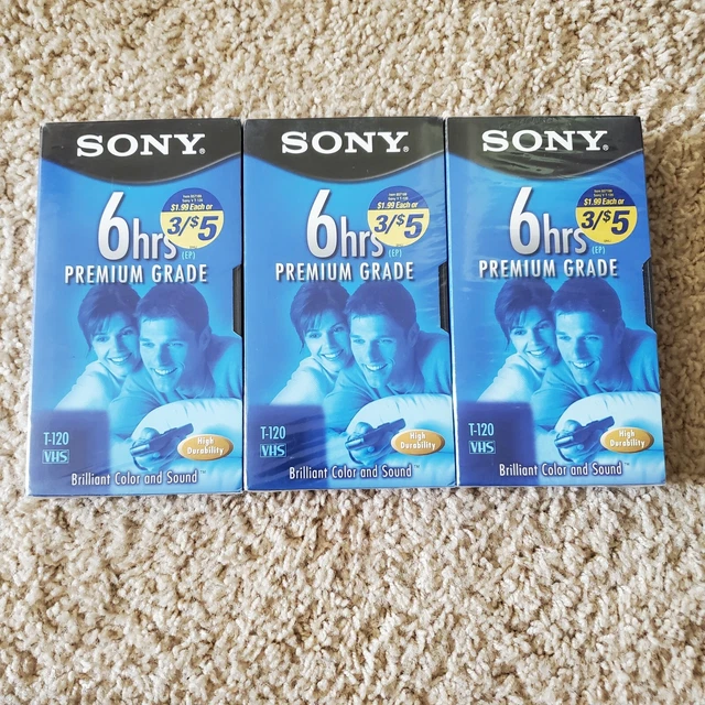 3 SONY SEALED VHS Tapes T120 6 Hours Blank Standard Grade Unopened Lot EUR 15,08 PicClick FR