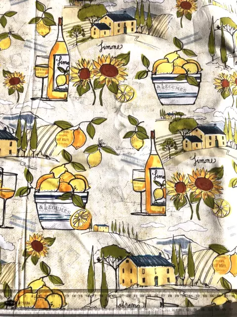 Per HALF METRE Sunflowers Lemon Italian Toscana Tuscany Cottage Cotton Fabric
