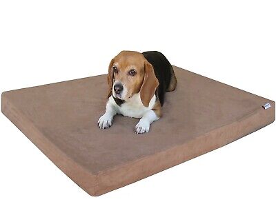 Small Brown Suede Pet Dog Bed Orthopedic Waterproof Cooling Memory Foam 35x20x4"