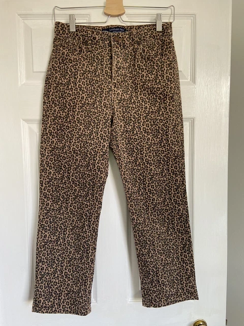 Jeans in denim Petite marroni leopardato gamba dritta taglia 10P in perfette condizioni