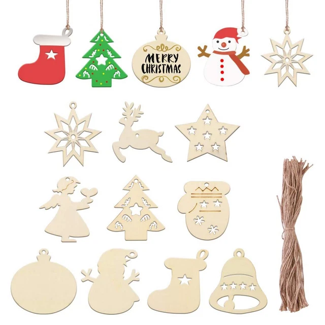 100 Stück Holzstücke unlackiert Holzformen Scheiben Tags für Geschenke zu