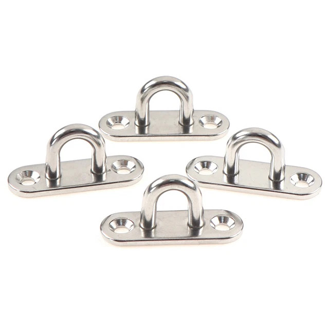 4 Pcs Stainless Steel Oblong Pad Eye Plate Staple Ring Hook Loop U-Sha ROJA.vio