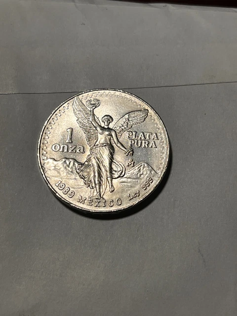 1989 Mo Mexico Silver One oz a 1 Onza .999 Libertad, details