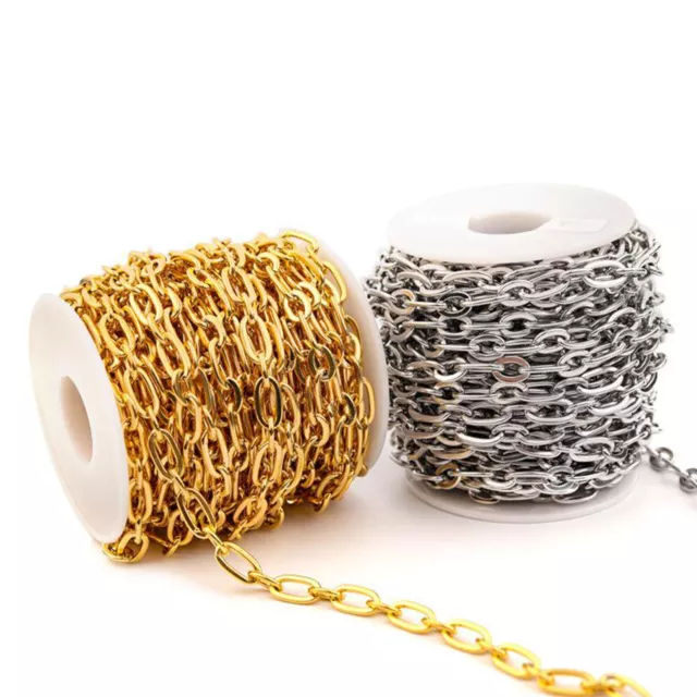 2 Roll Stainless Steel Cable Chain Link in Bulk for Necklace Jewelry Making