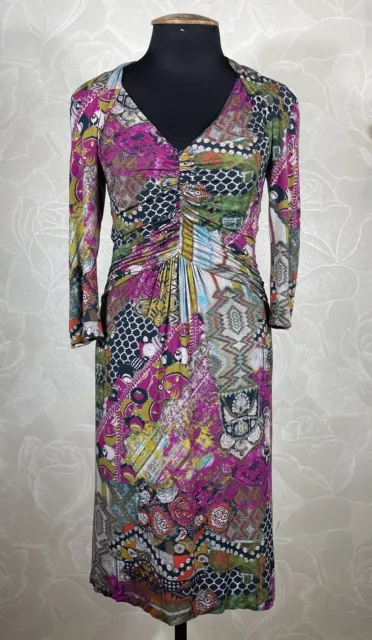 ETRO Milano Dress Cashmere Floral Abstract Geometric Pattern Small sz