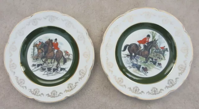 Two Ascot Service Plates - Woods and Sons - Alpine White - Hunting with Horses