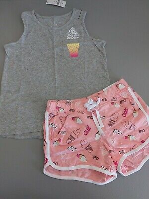 NWT Justice Girls Outfit Ice Cream Tank Top/ Shorts Size 8
