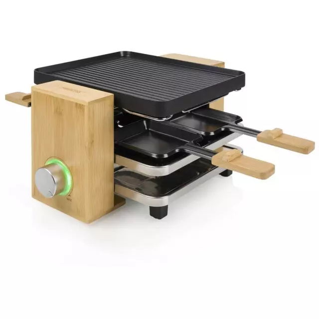 Princess 01.162950.01.001 Pure 4 Parrilla Raclette 800W 4 Sartenes 4 Espátula