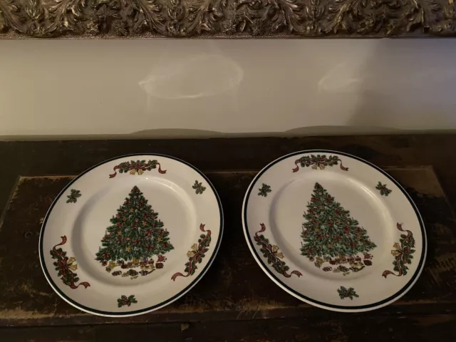 2 Johnson Bros Victorian Christmas Dinner Plates