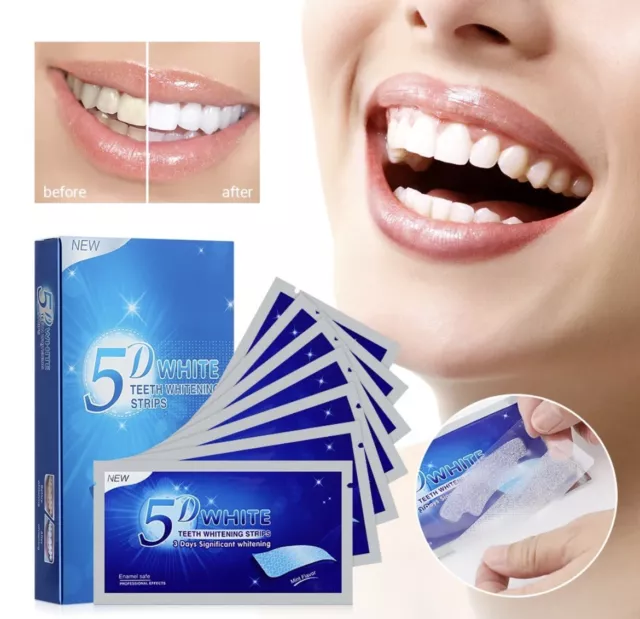 5D White 56  Bandes de Blanchiment des Dents en Gel Soins Hygiène Dents Blanches