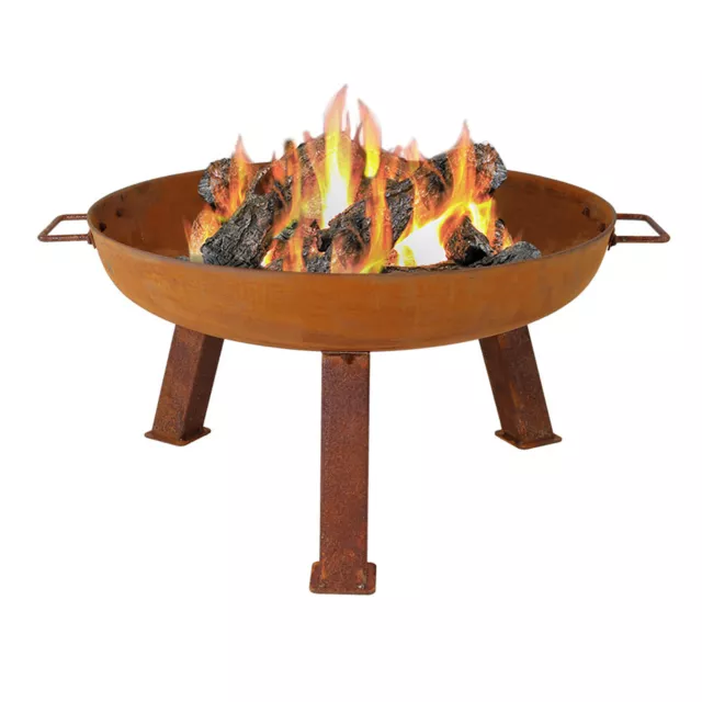 24 in Small Rustic Cast Iron Fire Pit Bowl with Stand by Sunnydaze