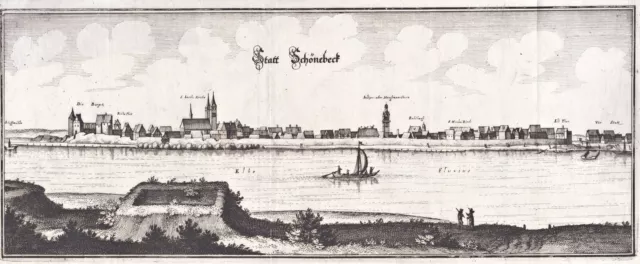 Schönebeck Elbe Salzlandkreis Sachsen-Anhalt engraving Kupferstich Merian 1650